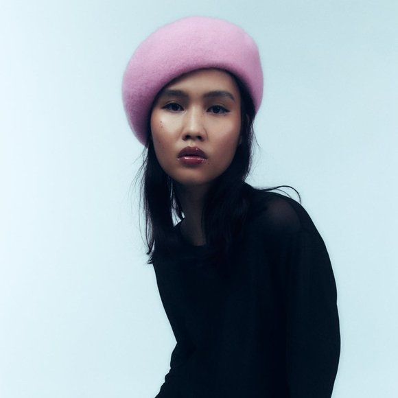 NWT ZARA 100% WOOL BERET  LIGHT MAUVE main image 4